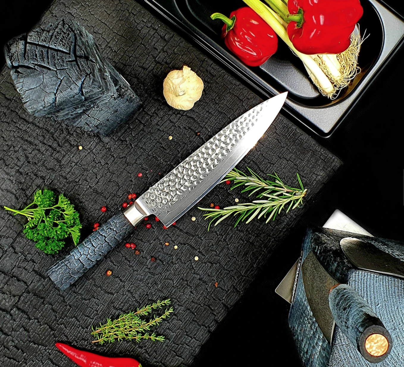 Cuttworxs Flamewood Koksmes Damaststaal VG10 3 Cuttworxs Flamewood Koksmes Damaststaal VG10 - Afbeelding 3