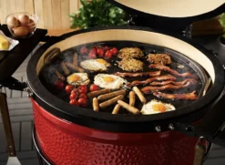 Kamado Joe Halfrond Gietijzeren Grillplaat -Smokey Touch kamado joe halfrond gietijzeren grillplaat 2